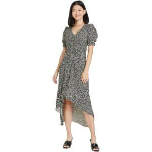 TARGET: NWT A New Day Women's Crepe Hi-Low Midi Dress, Black Floral, Sz L, $35